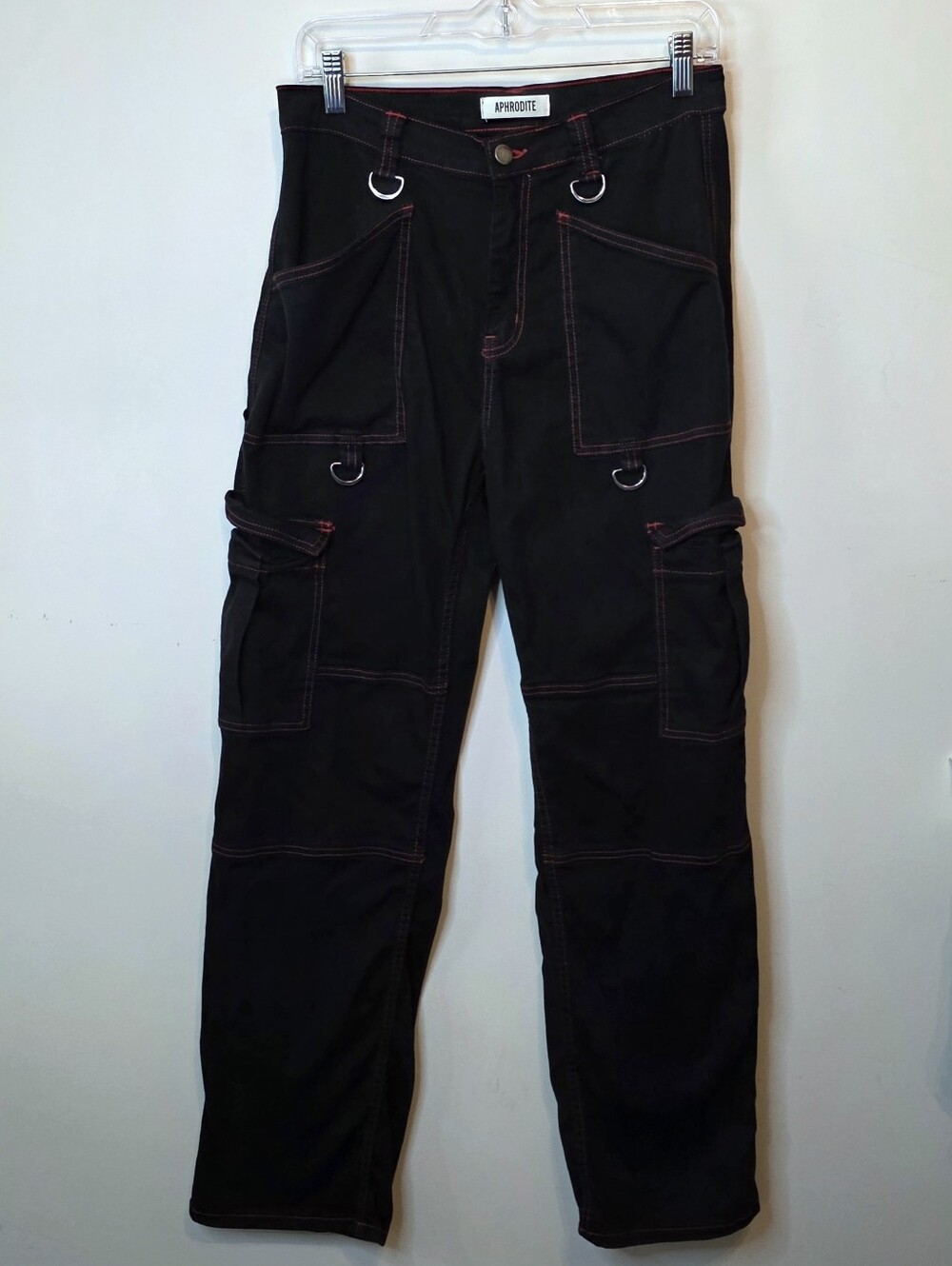 Vintage Hot Topic Aphrodite Black Red Stitch Cargo Pants Grunge Goth Y2K Sz 5